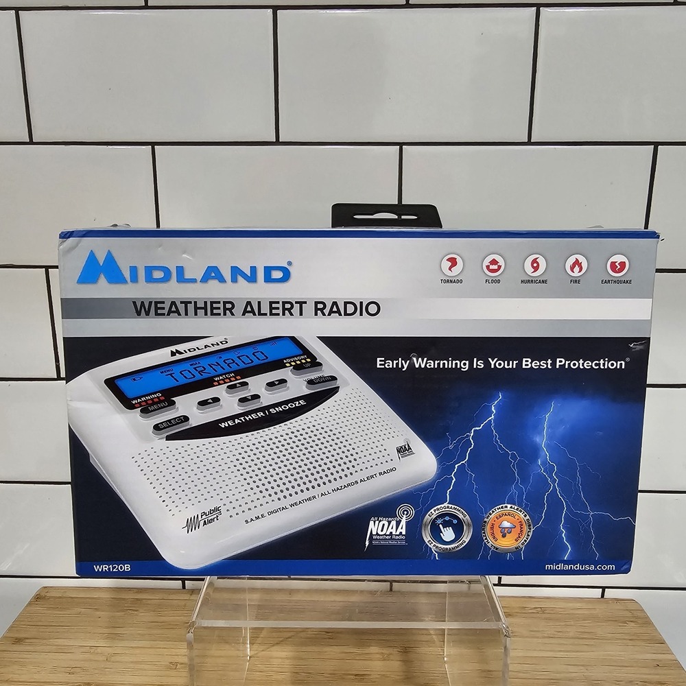 Midland Weather Alert Radio with NOAA All Hazard WR120B NEW Open Box